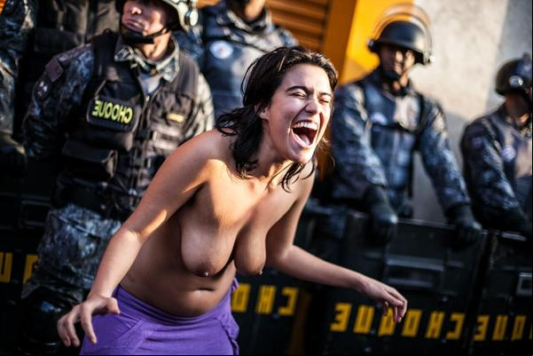 topless protesters with saggy tits ()